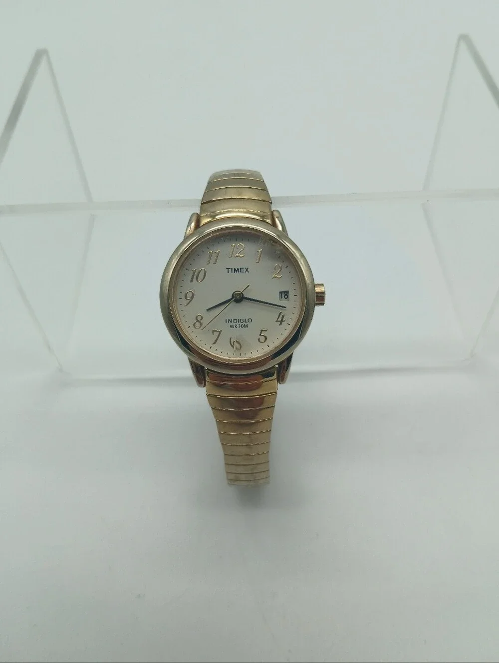 Timex Gold Tone Indiglo Round Face Watch
